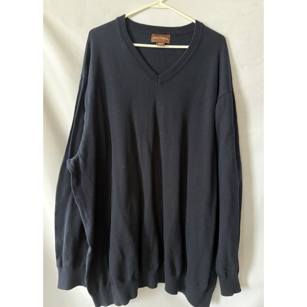 Oak Hill Men's 100% Cotton Pullover Sweater V Neck Sz 4XL Tall Blue